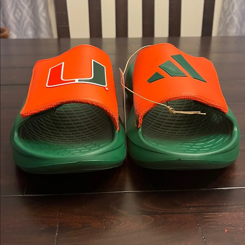 Adidas Lightblaze Miami Hurricanes Slides Sandals Shoes IH7117 new Mens Size 11